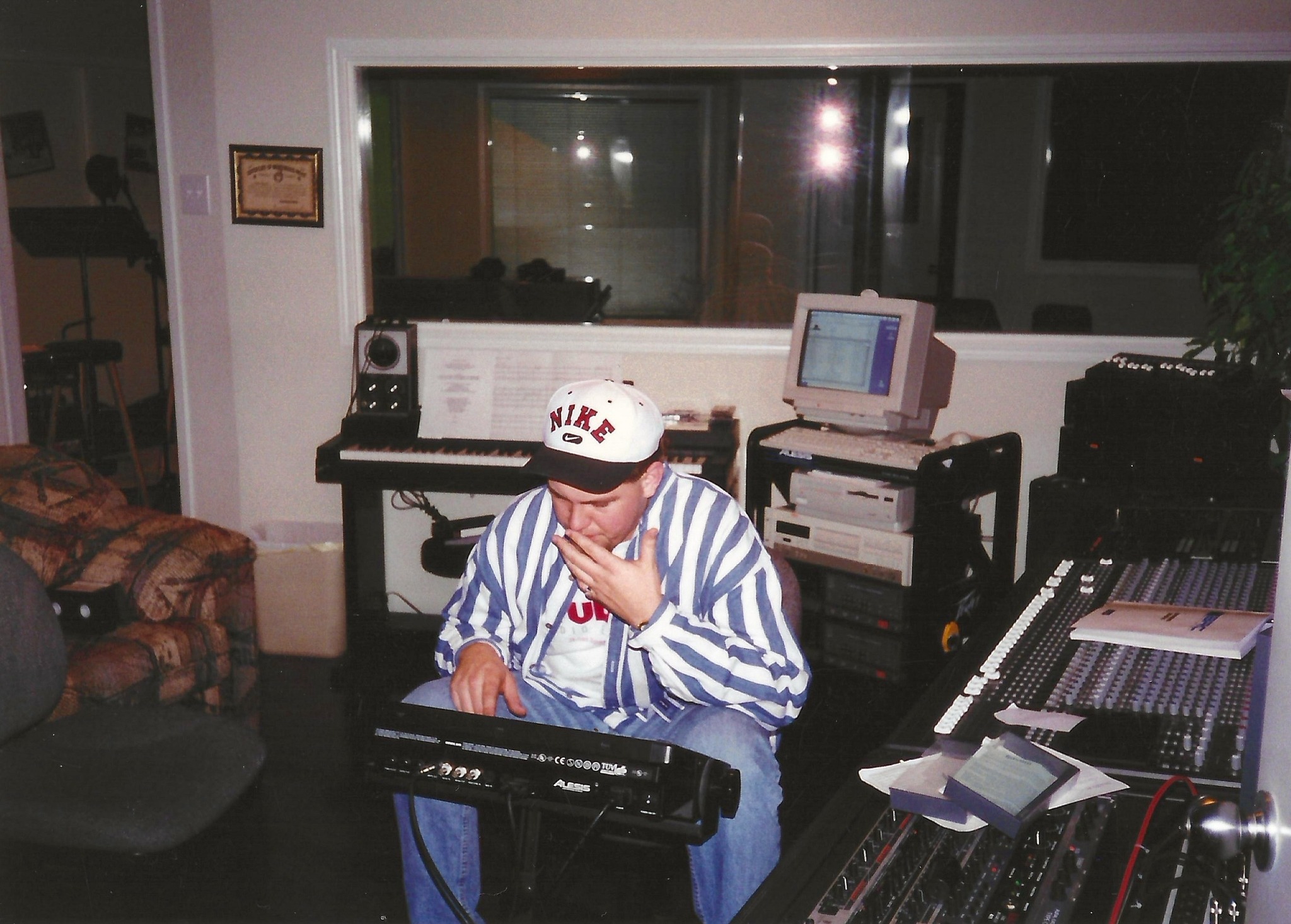 Young Jeremy Moyers engineering a recording session