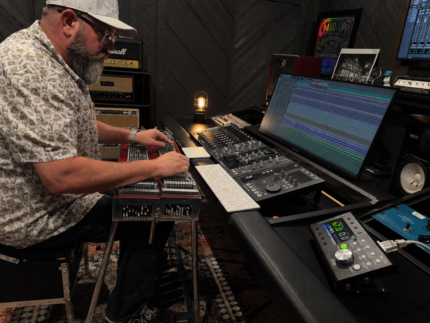 Jeremy Moyers recording pedal steel in his studio
