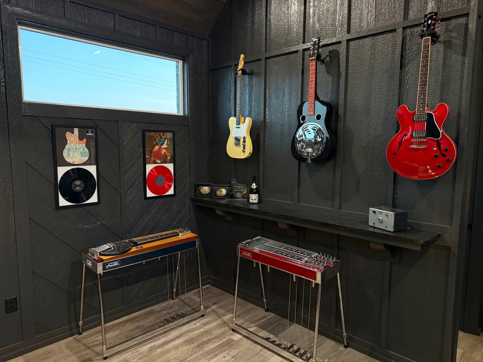 Franklin pedal steel, lap steel and guitars in Jeremy Moyers studio